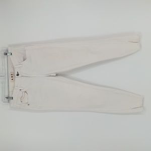 AMO Women's White Twist Jean Size 28 Denim Sea Salt Skinny Slit Coastal Distress